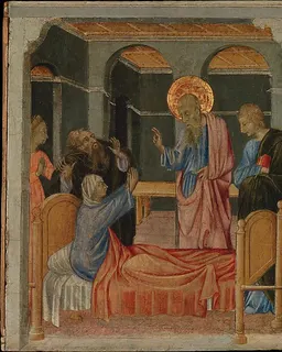 Saint John the Evangelist Raises Drusiana by Giovanni di Paolo (Giovanni di Paolo di Grazia)