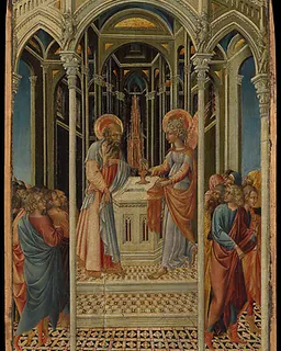 The Annunciation to Zacharias; (verso) The Angel of the Annunciation by Giovanni di Paolo (Giovanni di Paolo di Grazia)