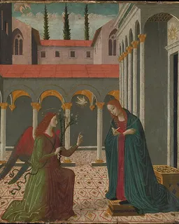 The Annunciation by Maestro Esiguo (possibly Alesso di Benozzo, Italian, Pisa 1473–1528 Florence)