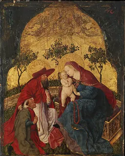Virgin and Child with a Donor Presented by Saint Jerome by Master of the Munich Bavarian Panels