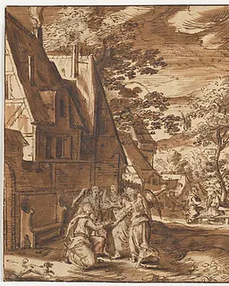 Landscape with Abraham and the Angels by Copy after Hans Bol