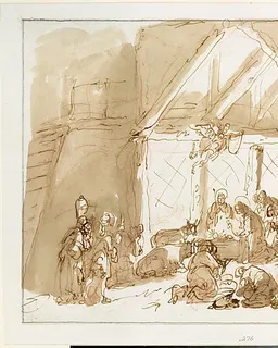The Nativity of Christ, with Shepherds and Kings in Adoration by Giuseppe Bernardino Bison