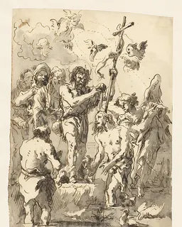The Baptism of Christ (with Two Ducks in the Water at Lower Right) by Giovanni Domenico Tiepolo