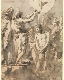 The Baptism of Christ (with Saint John, Without his Cross, in Profile to the Right) by Giovanni Domenico Tiepolo