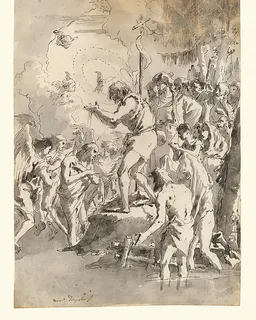 The Baptism of Christ (with Three Angels Attending Him) by Giovanni Domenico Tiepolo