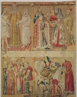 Scenes from the Story of the Seven Sacraments, God the Father Uniting Adam and Eve, and David Being Annoited King at Hebron by Anonymous