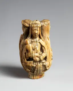 Rosary Terminal Bead with the Virgin and Child, Saint Barbara, and Saint Catherine by Anonymous