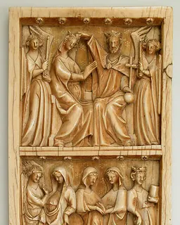 Leaf from a Diptych with the Coronation, Annunciation, and Visitation by Anonymous