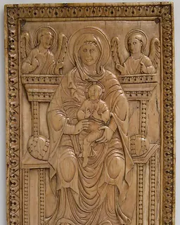 Plaque with Enthroned Virgin and Child by Anonymous