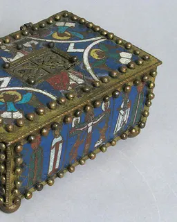 Casket or Portable Altar with the Crucifixion, Standing Saints, and Christ in Majesty with Symbols of the Evangelists by Anonymous