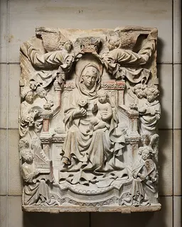 Relief with Enthroned Virgin and Child surrounded by Angels by Anonymous