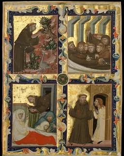 Manuscript Leaf with Scenes from the Life of Saint Francis of Assisi by Anonymous