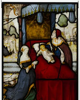 Glass Panel of Elijah and the Widow's Son by Jan van Diependale