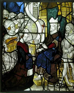 Glass Panel with Solomon Receiving The Queen of Sheba by Anonymous