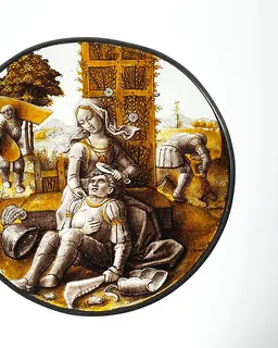 Roundel with Delilah Cutting the Hair of Samson by Anonymous