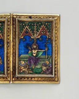 Diptych with Scenes of the Annunciation, Nativity, Crucifixion, and Resurrection by Anonymous