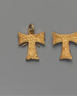 Pendant Capsule in the Form of a Tau Cross, with the Trinity and the Virgin and Child by Anonymous