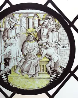 Roundel with Christ crowned with thorns and mocked by Anonymous
