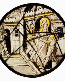 Roundel with Saint  Barbara or Saint Catherine Thrown into Prison by Anonymous