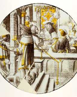 Roundel with Lazarus at the House of Dives by Anonymous