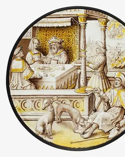 Roundel with Lazarus at the House of Dives by Anonymous