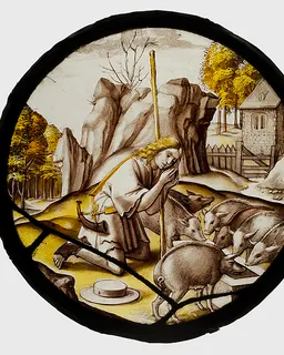 Roundel with the Prodigal Son among the Swine by Anonymous