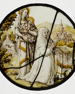 Roundel with Virgin and Child and a Carmelite Donatrix by Anonymous