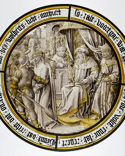 Roundel with Christ Condemned by Pilate by Anonymous