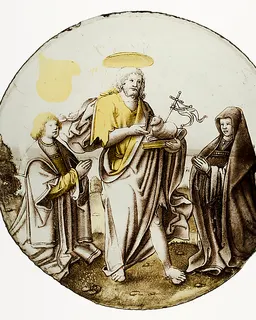 Roundel with Saint John the Baptist and Donors by Anonymous