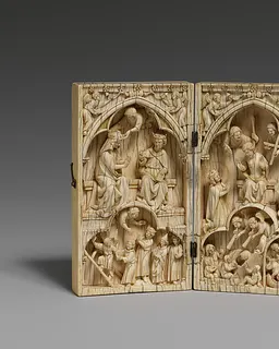 Diptych with the Coronation of the Virgin and the Last Judgment by Anonymous