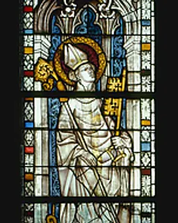 Saint Servatius Crushing a Dragon, with Saint Michael Weighing Souls below (from a series with The Virgin Mary and Five Standing Saints) by Anonymous