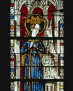 The Virgin in a Blue Robe Decorated with Images of Wheat, with the Arms of the Bishop of Liège below (from a series with The Virgin Mary and Five Standing Saints) by Anonymous