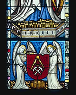 Saint Catherine with the Wheel and Sword, and with the Arms the Cooper’s Guild below (from a series with The Virgin Mary and Five Standing Saints) by Anonymous