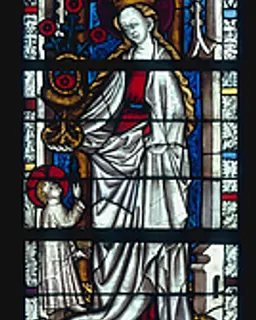 Saint Dorothea with Jesus and a Basket of Roses, and with the Trinity below (from a series with The Virgin Mary and Five Standing Saints) by Anonymous