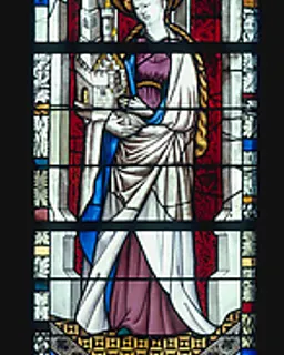 Saint Barbara Holding a Tower, with the Arms of the City of Maastrict below (from a series with The Virgin Mary and Five Standing Saints) by Anonymous