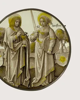 Heraldic Roundel with Saints John the Evangelist and Christina by Anonymous