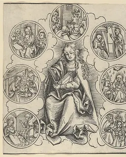 The Virgin Surrounded by Sven Medaillons Representing the Seven Joys of the Virgin by Lucas Cranach the Elder