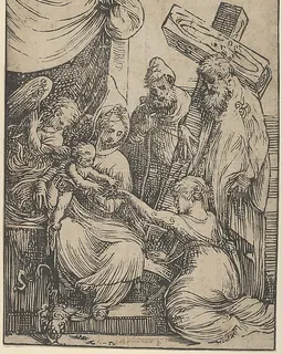 The marriage of Saint Catherine by Andrea Schiavone (Andrea Meldola)
