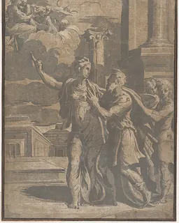 The Tiburtine Sibyl showing Emperor Augustus the Virgin and Christ Child by Anonymous, Italian, 16th century