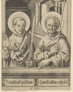 St. Simon (?) and St. Matthew, from The Apostles by Israhel van Meckenem