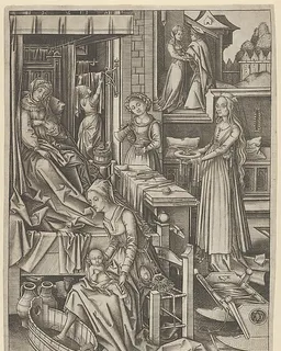The Birth of Mary, from The Life of the Virgin by Israhel van Meckenem