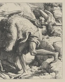 Cain and Abel, from "Dalziels' Bible Gallery" by Frederic, Lord Leighton