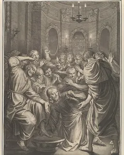 Christ Washing the Feet of His Disciples, from The Passion of Christ, plate 4 by Grégoire Huret