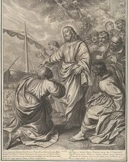 Christ Giving Custody of His Herds to St. Peter, from The Passion of Christ, plate 30 by Grégoire Huret