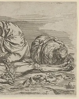 The Virgin, Saint John the Baptist, and Mary Magdalene weeping over Christ's dead body by Jusepe de Ribera (called Lo Spagnoletto)