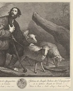The Prodigal Son Tending Sheep, from "Recueil d'estampes d'après les plus célèbres tableaux de la Galerie Royale de Dresde" by Simon Fokke