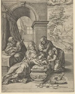 The Holy Family with Saint Anne and the young Saint John the Baptist by Cherubino Alberti (Zaccaria Mattia)