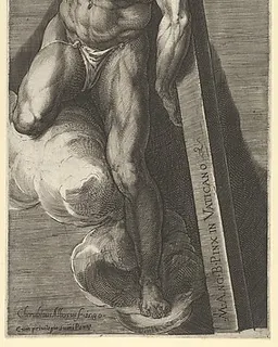 The Good Thief, after Michelangelo's "The Last Judgment" fresco in the Sistine Chapel by Cherubino Alberti (Zaccaria Mattia)