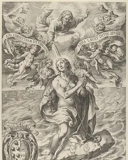 The Martyrdom of Saint Cristina di Bolsena with God the Father above by Cherubino Alberti (Zaccaria Mattia)