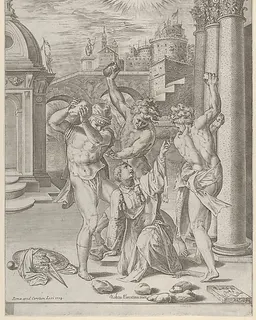 The Stoning of Saint Stephen by Cherubino Alberti (Zaccaria Mattia)